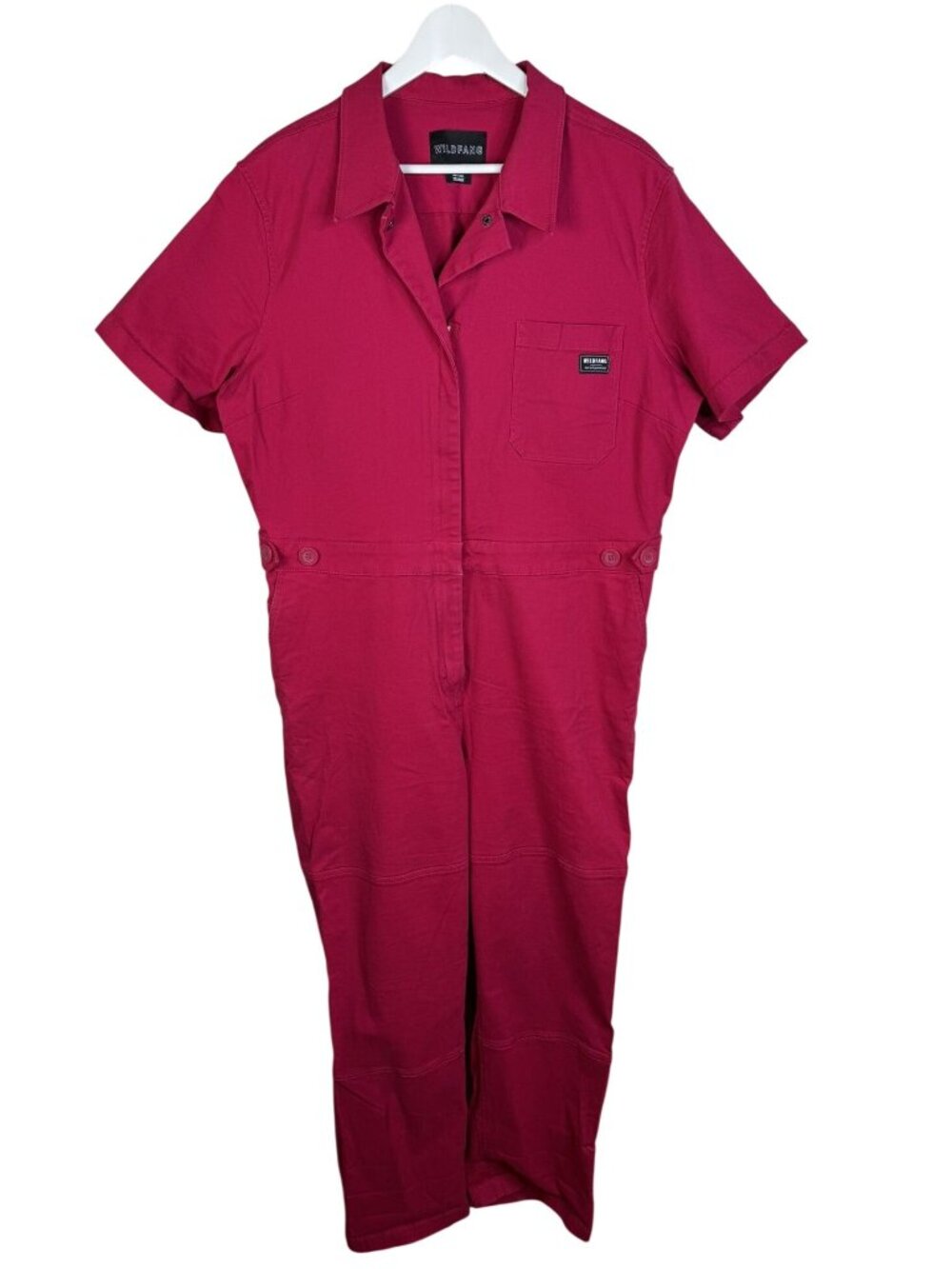 Wildfang The Essential High-Waisted Coverall in Red, Size XXL